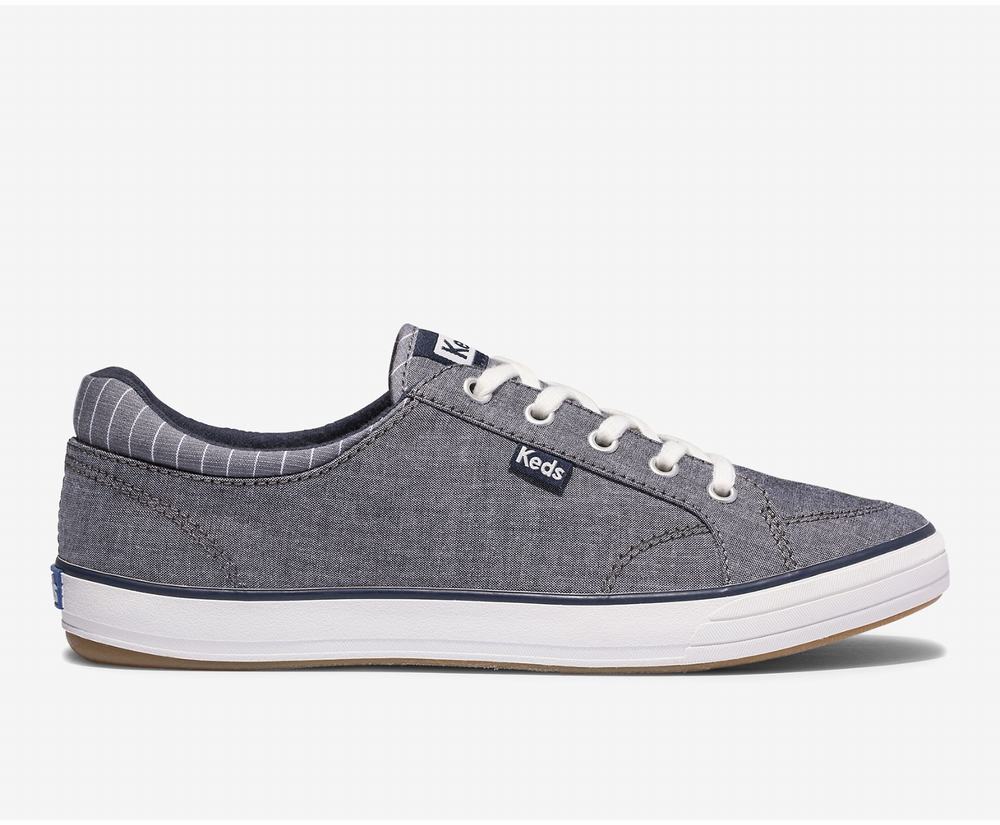 Women's Keds Center II Chambray Stripe Comfort Shoes Navy 6432189LV - South Africa